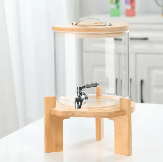 Glass Water Dispenser with Natural Wooden Stand